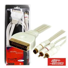 Cabo Scart Macho / 2 Rca Macho + 1 Shvs Macho 1.5m