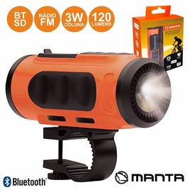 Lanterna Para Bicicleta Com Coluna Leitor Bt/Fm/Sd/Usb 