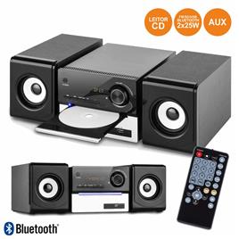 Leitor CD FM/BT/USB/SD Colunas 2x25W Comando