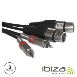 Cabo 2-Xlr 3p Fêmea / 2-Rca Macho 3m 