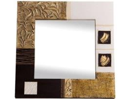 Espelho Artesanal LOHOART Madeiras (Dourado Preto Acrílico - 80 x 80 cm)