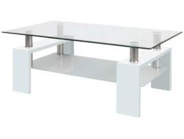 Mesa de Apoio JSHOME Branco (Madeira, Vidro - 110 x 45 x 60 cm)