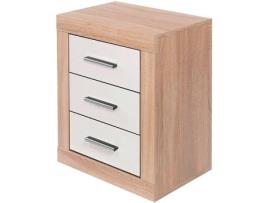 Mesa de Cabeceira HOMESOUTH Lara (Pinho e Branco - Melamina - 50x60x34.6 cm)