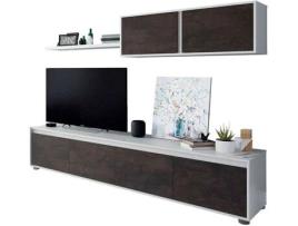 Conjunto de Móveis de TV VMO HOME Alba Oxide (Módulo bai x o: 200 cm  Módulo alto: 105 cm  Prateleira: 95 cm)