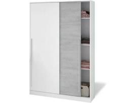 Roupeiro HABITDESIGN Branco Artik - Cinzento cimento (Melamina - 120 x 200 x 50 cm)