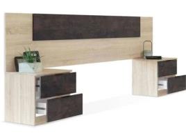 Cabeceira de Cama VMO HOME Conjunto Com Duas Mesinhas De Cabeceira Oxide (211 cm x 54.5 cm x 8.1 cm)