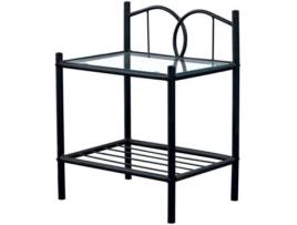 Mesa de Cabeceira HOMESOUTH Preto (Vidro - 46 x 60 x 35  cm)