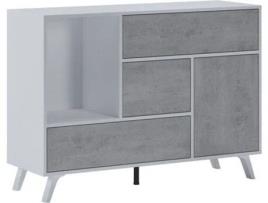 Aparador SELECTIONHOME Branco mate - Cinzento cimento (Melamina - 119,9 x 85,6 x 39,6  cm)