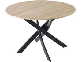 Mesa de Jantar SKRAUT HOME Madeira (Castanho - Preto - 100x100x75 cm)