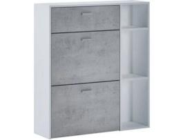 Sapateira SELECTIONHOME Branco mate - Cinzento cimento (Melamina - 90 x 101,5 x 26  cm)