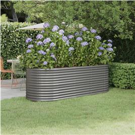 vidaXL Vaso/floreira de jardim aço revestido a pó 224x80x68 cm cinza