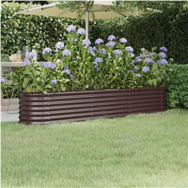 vidaXL Vaso/floreira de jardim aço revestido a pó 224x40x36cm castanho