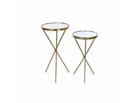 Conjunto de 2 mesas pequenas DKD Home Decor Espelho Dourado Metal Oriental (35 x 35 x 71 cm) (2 pcs)