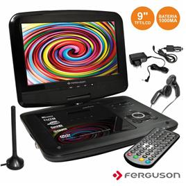 Leitor Dvd Portátil 9 C/ Lcd Usb/Sd Bateria 1000ma Ferguson