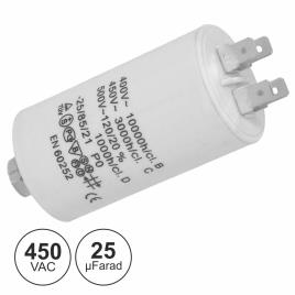 Condensador Arranque 25uf 450v + Terra