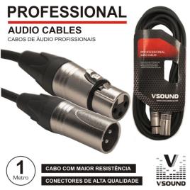 CABO PRO XLR 3P MACHO / XLR 3P FÊMEA 1M VSOUND