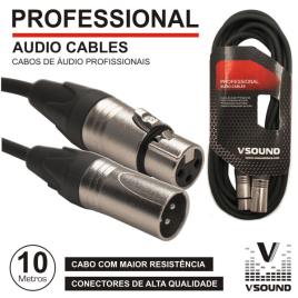 Cabo Xlr Fêmea / Macho 10m Profissional Vsound