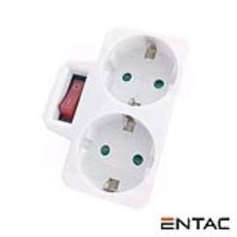 Tomada Elétrica C/ 2 Saídas Interruptor Branco ENTAC