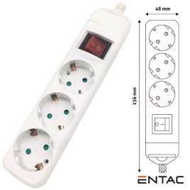 Tomada Elétrica c/ 3 Saídas Schuko Interruptor 