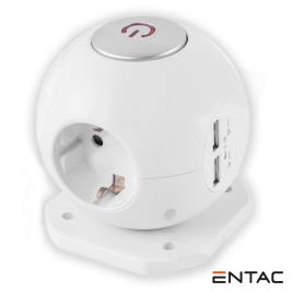 Tomada Elétrica Globo C/ 3 Saídas 2x USB 2.1A Branco 