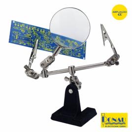 Suporte Articulado C/ Lupa E Pinças Crocodilo 