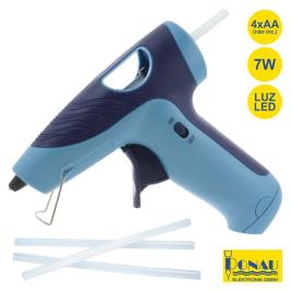 Pistola De Cola Quente 7w 6v A Pilhas 150ºc Luz Led 