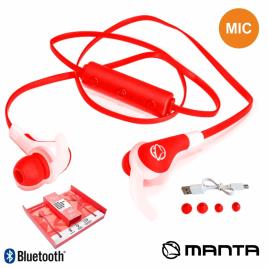 AUSCULTADORES BLUETOOTH STEREO MIC BAT VERMELHO MANTA