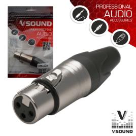 Ficha Xlr 3p Fêmea Niquelada C/ Guarda Cabo Vsound