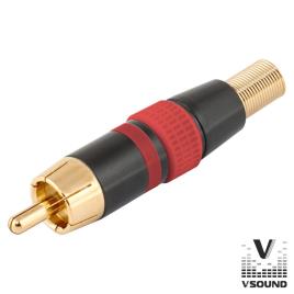 FICHA RCA MACHO VERMELHO METÁLICA / DOURADA VSOUND