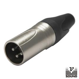 Ficha Xlr 3p Macho Niquelada C/ Guarda Cabo Vsound