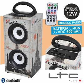 Coluna Bluetooth Portátil 12w Usb/Sd/Fm/Aux/Bat Paris 