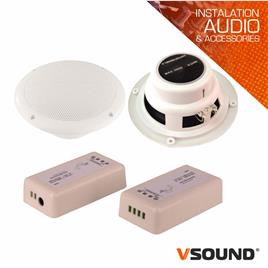 Kit Amplificador 30W Bluetooth C/2 Colunas E Cabos VSOUND