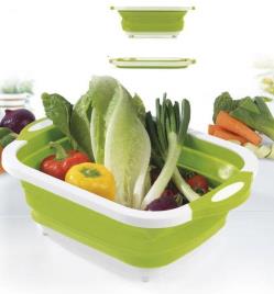 Escurre Verduras Plegable y Tabla de Cortar