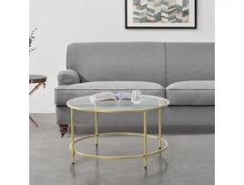 Mesa de Centro [EN.CASA] Kouvola  (Dourado - Vidro, aço sinterizado - 84 x 45,5 cm)