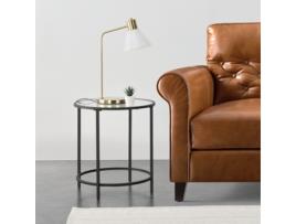 Mesa de Centro [EN.CASA] Ähtäri  (Preto - Vidro, aço sinterizado - 50 x 55 cm)