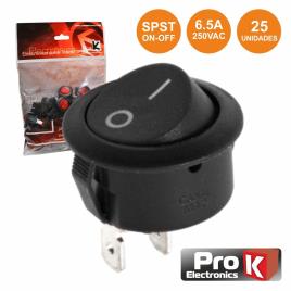 INTERRUPTOR BASCULANTE 6.5A-250V SPST ON-OFF 25X PROK