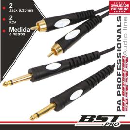 Cabo 2-Jack 6.35mm Macho / 2-Rca Macho 3m Mn 