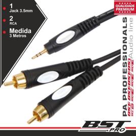 Cabo Jack 3.5mm Macho St / 2 Rca Macho 3m 