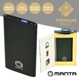 POWERBANK 8000MA C/ FICHA MICRO USB PRETO MANTA