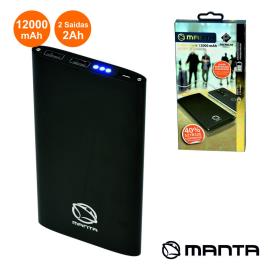 POWERBANK 12000MA C/ FICHA MICRO USB PRETO MANTA