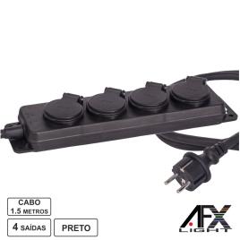 Tomada Elétrica 4 Saídas 1,5m Ip44 Afxlight
