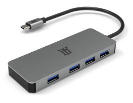 Premium MTHUB4 HUB de Interface USB 3.2 GEN 2 (3.1 GEN 2) TYPE-C 5 Mbit/s Alumínio, Cinzento