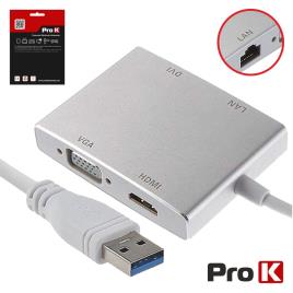 Adaptador Usb-A 3.0 / Dvi+hdmi+vga+rj45 Prok