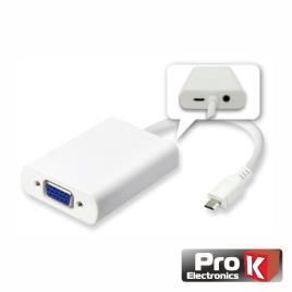 Cabo Adaptador USB-C 3.1/ VGA C/ Audio 1080p PROK