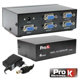 DISTRIBUIDOR VGA AMPLIFICADO 1 ENTRADA 4 SAÍDAS PROK