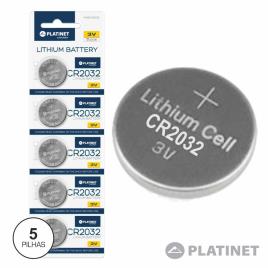 Pilha Lithium Botão Cr2032 3v 5x Blister Platinet