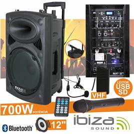 Coluna Amplificada 12 700w Usb/Bt/Sd/Bat Preta 