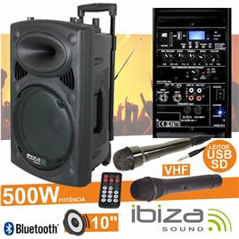 Coluna Amplificada 10 500w Usb/Bt/Sd/Bat Vhf Preta 