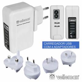 CARREGADOR USB C/ 4 ADAPTADORES VIAGEM