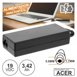 Alimentador P/ Acer 19v 3.42a 65w 5.5x1.7mm